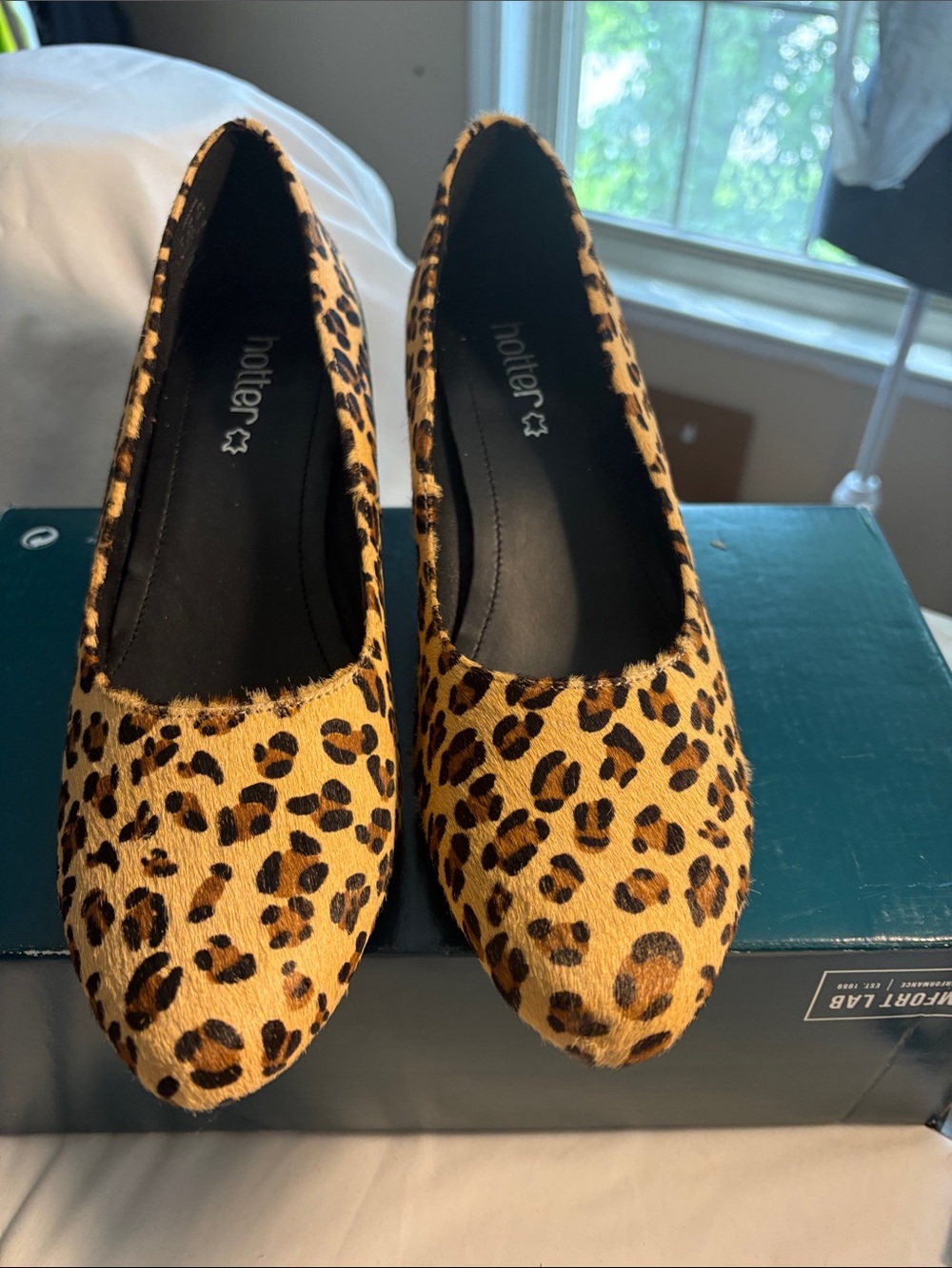 Hotter Leopard Print Pointed Toe Heels in Tan and Black